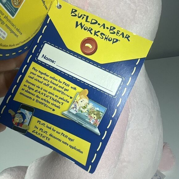 Rare NWT Build-A-Bear Pink & White Hug A Cub Asthma and Allergy Friendly Plush - Picture 7 of 9